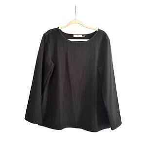 NATORI Black Crepe Shirt Top Blouse Long Sleeve Dark Fairy Grunge - Sz Large